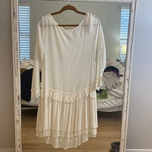 Off White Dropped Waist Dress/Tunic